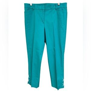 Talbots Perfect Crop Deep Teal Green Cotton Pants NWOT Size 4